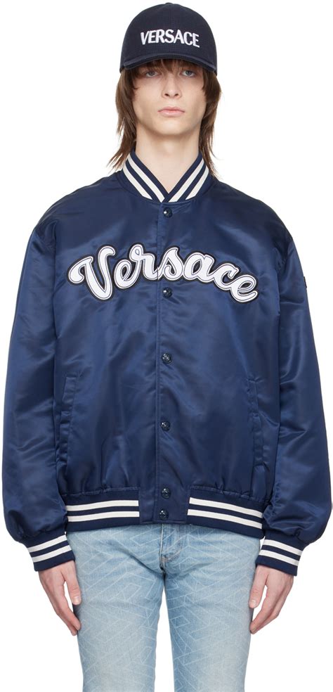 versace collection reversible bomber jacket|Versace varsity bomber jacket.